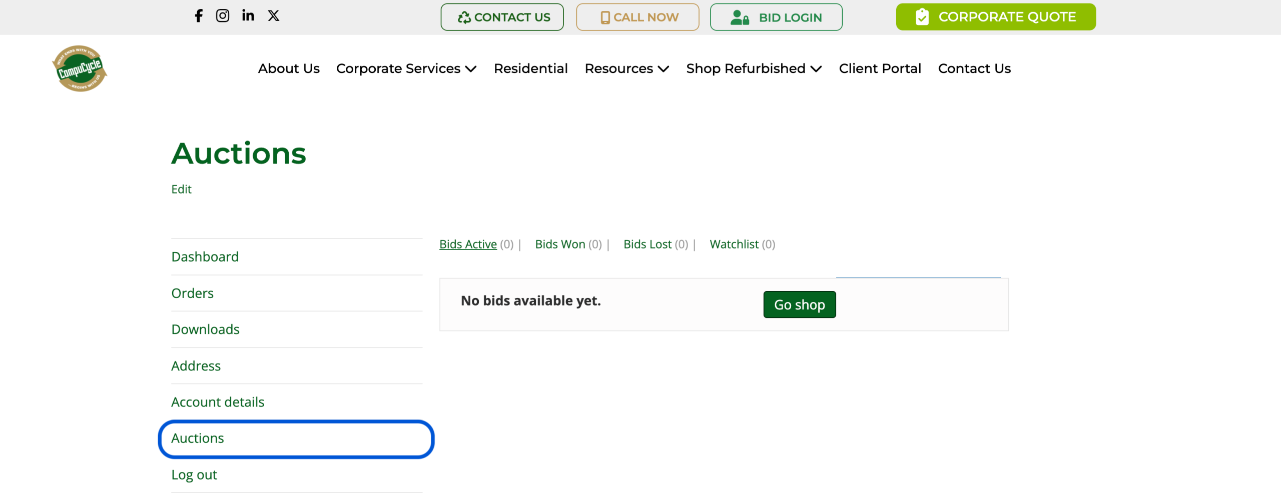 auctions bids active bids won bids lost watchlist compucycle